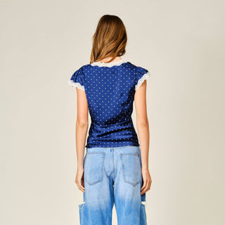 The Seaside Polka Dot Satin Blouse