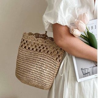 French Style Woven Bucket Bag