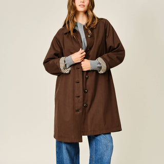 Checkered Midi Trench Coat
