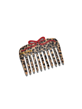 Leopard Bow Pocket Hair Comb