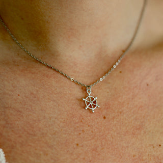 Mini Sailboat Wheel Charm Necklace