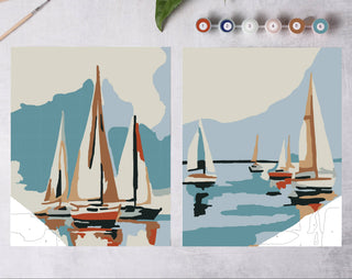 Sailboats at Sea Paint-By-Numbers Kit