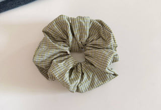 Green Plaid Hair Scrunchie