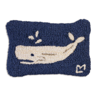 Spouting Whale Hand Hooked Wool Pillow