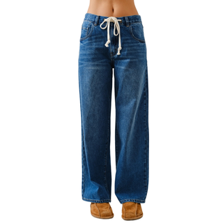 Drawstring Straight Jeans