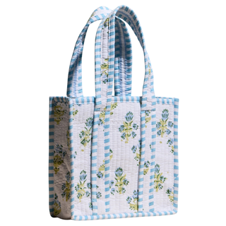 Blue Floral Quilted Mini Tote