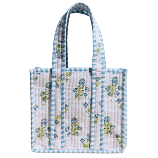 Blue Floral Quilted Mini Tote