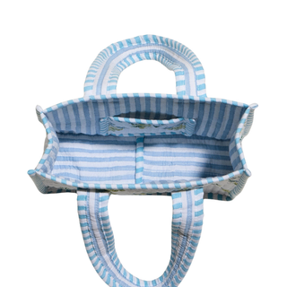Blue Floral Quilted Mini Tote