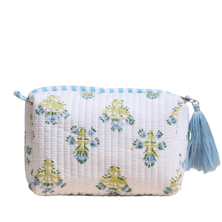 Light Blue Quilted Cosmetic Pouch