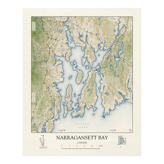 Narragansett Bay Rhode Island Map Art Print