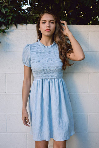 Linen Smocked Mini Dress