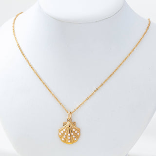 Pearl-Accented Shell Pendant Necklace