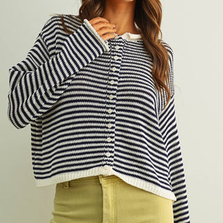 The Seaside Striped Cotton Cardigan