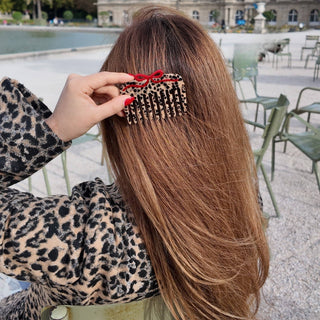 Leopard Bow Pocket Hair Comb
