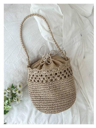 French Style Woven Bucket Bag