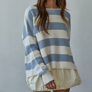The Striped Cotton Boat Neck Sweater