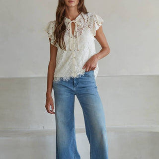 Seabreeze Lace Button Down Top