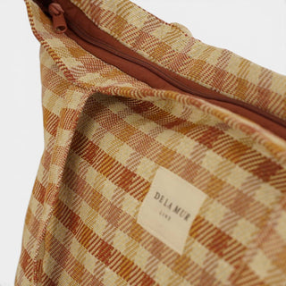 Gingham Jacquard Large Zippered Bag