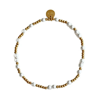 Mini Gold Bead & Pearl Stretch Bracelet
