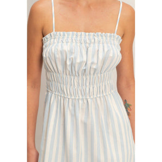 Striped Smocking Midi Dress