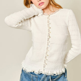 The Ivory Smocked Lace Blouse