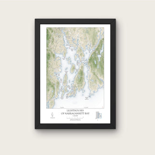 Narragansett Bay Lighthouses Map Art Print