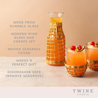 Island Seagrass Carafe & Wine Glass Set