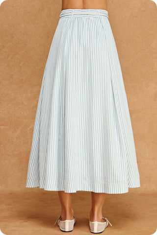 Striped Seersucker Midi Skirt
