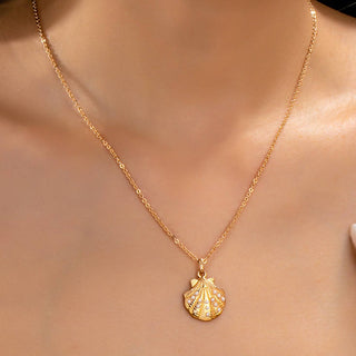 Pearl-Accented Shell Pendant Necklace