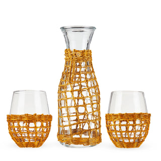 Island Seagrass Carafe & Wine Glass Set