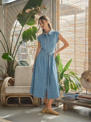 Denim Belted Mini Dress