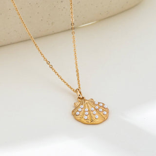 Pearl-Accented Shell Pendant Necklace
