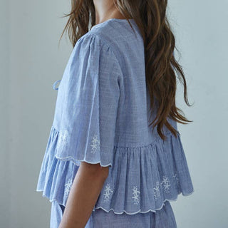 The Striped Cotton Peplum Top