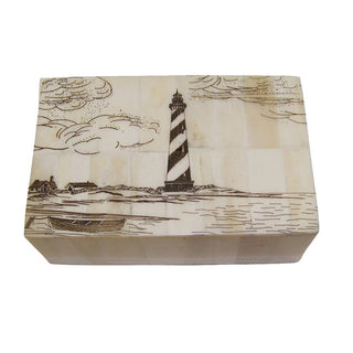 Lighthouse Engraved Scrimshaw Box