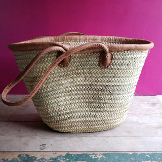 Long Handled Leather Trim Market Tote