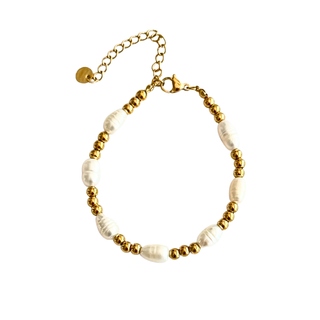 Gold Bead & Freshwater Pearls Bracelet