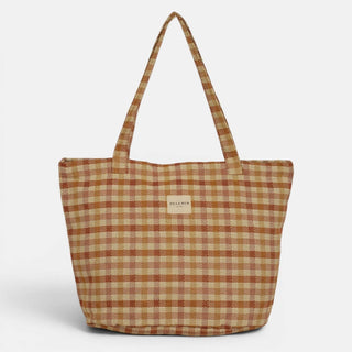 Gingham Jacquard Large Zippered Bag