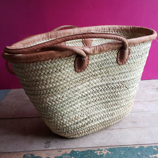 Long Handled Leather Trim Market Tote