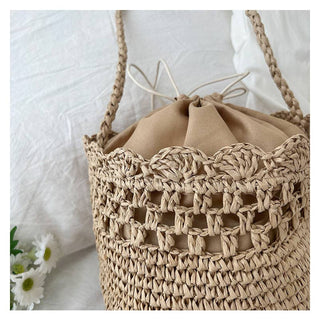 French Style Woven Bucket Bag