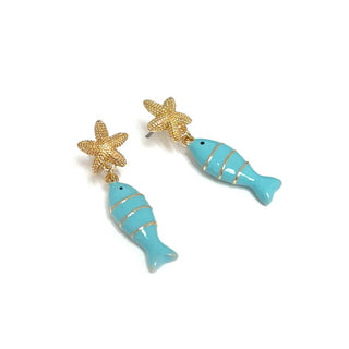 Fish & Starfish Drop Post Earrings