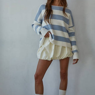 The Striped Cotton Boat Neck Sweater