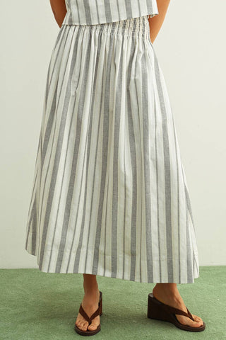 The Newport Linen Striped Skirt