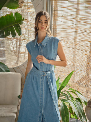 Denim Belted Mini Dress