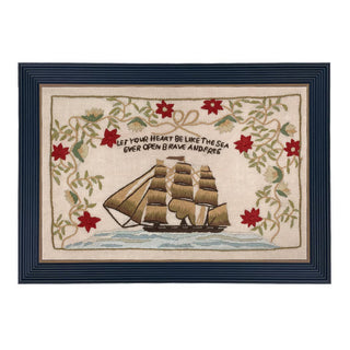 "Let Your Heart Be Like The Sea" Needlepoint Vintage Framed Print