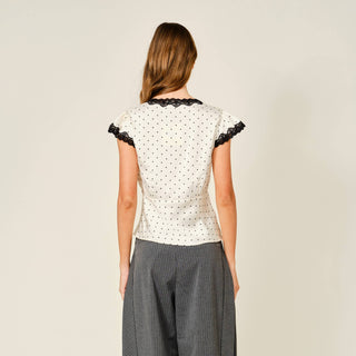 The Seaside Polka Dot Satin Blouse